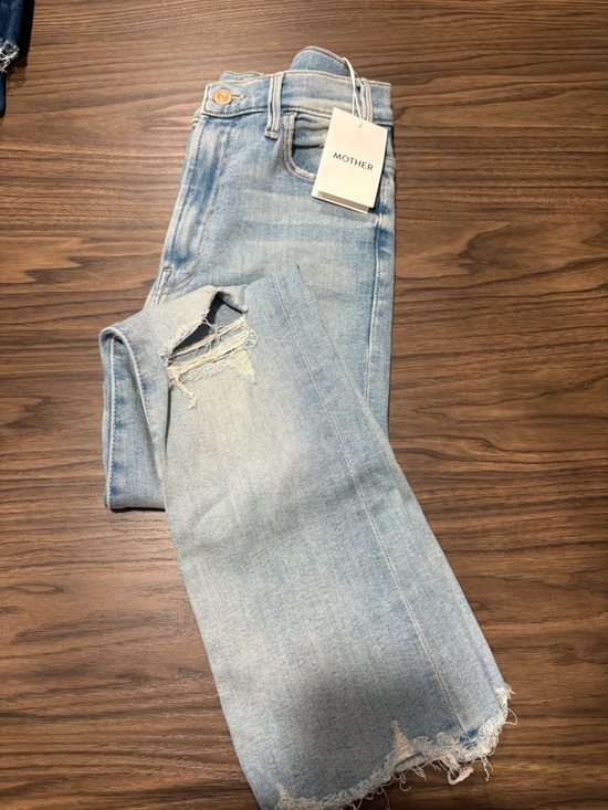 MOTHER Denim - MOTHER Light Blue Distressed Ankle Crop Jeans